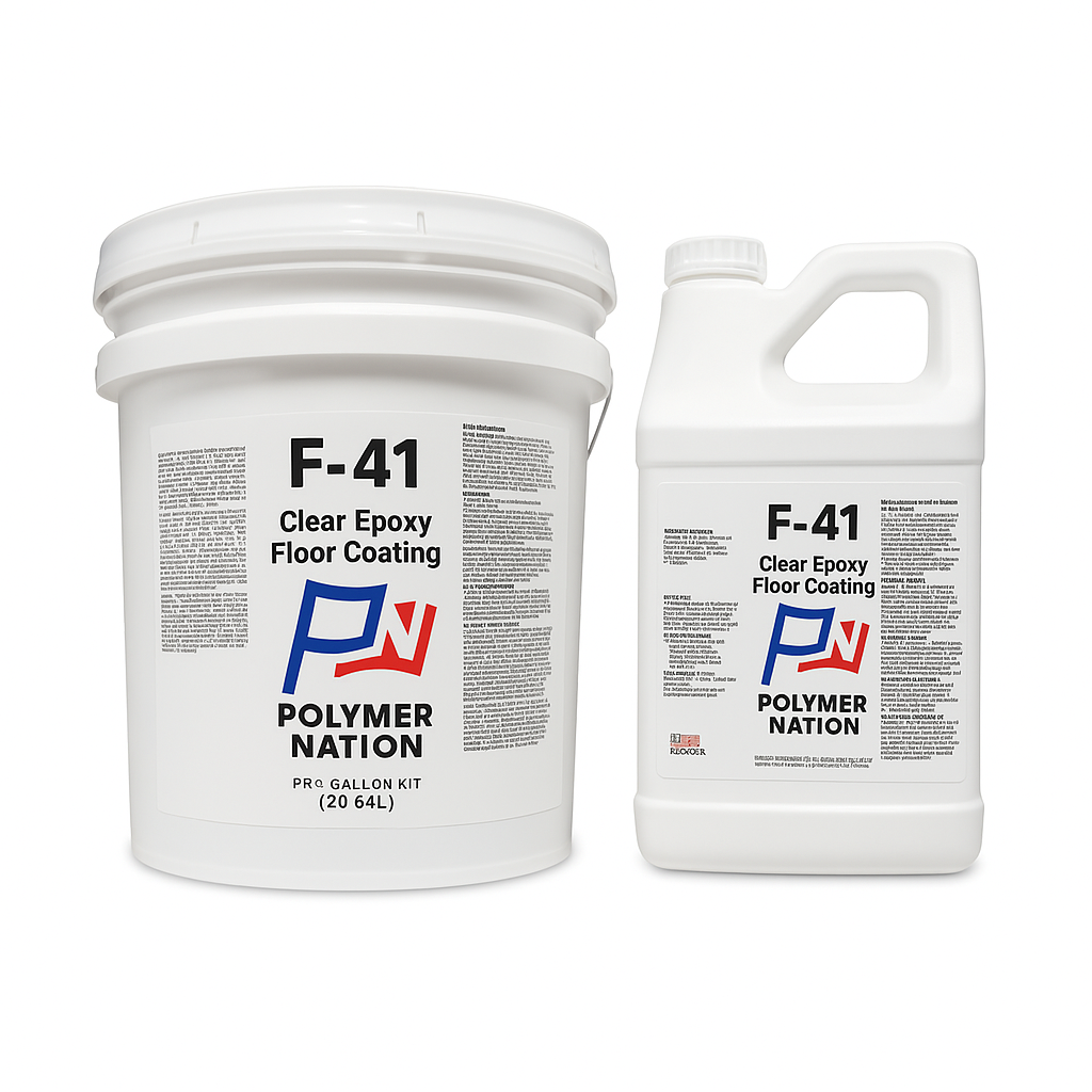 Polymer Nation – F‑41 Clear UV‑Resistant Epoxy Floor Coating (3 Gallon Kit)