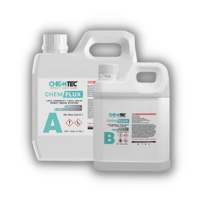 Chemtec CHEM FLUX: 100% Solids Clear Low Viscosity Epoxy Resin for Metallic Floor Systems and Artistic Coatings | 3 Gal Kit